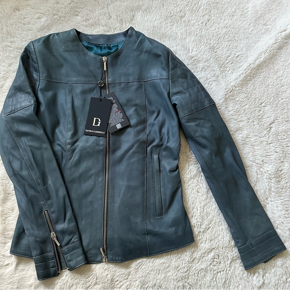 Women's Blue Leather Jacket